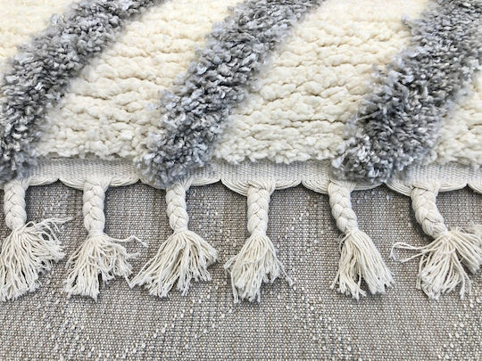 Koulis Carpets Thick 826 Living Room Rug Rectangular Shaggy with Fringes Grey-Cream 133x190cm