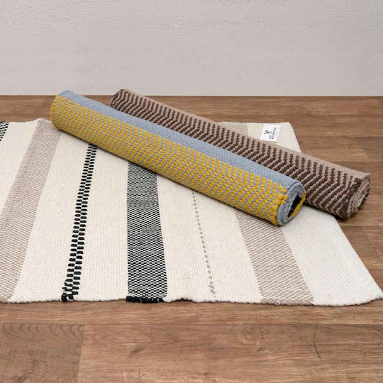 Viopros Cotton Ecru Runner Rug 65x180cm