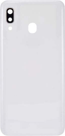 Capac Spate din Sticlă cu Lentilă pentru Cameră Samsung Galaxy A30 A305 2019 Aftermarket Plus Alb