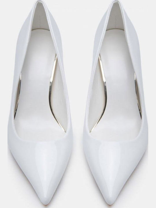Pointed Toe High Heel Pumps White Patent Leather