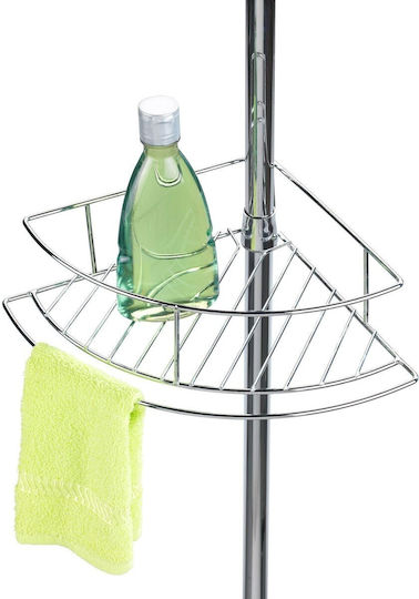 Wenko Eck-Badezimmerregal, Freistehend, Metall, mit 4 Ablagen, 31x23x275 cm, Silber