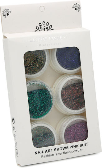 Set de sclipici pentru decorarea unghiilor Global Fashion, 6 bucăți