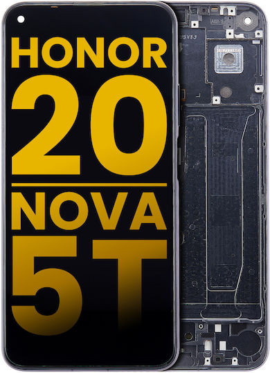 LCD-Displaymodul mit Rahmen für Huawei Honor 20 Nova 5T, Aftermarket Plus, Mitternachtsschwarz