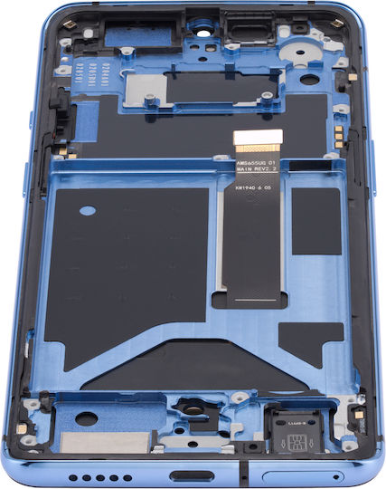 OLED-Displayeinheit mit Rahmen für OnePlus 7T, Aftermarket Plus, Glacier Blue