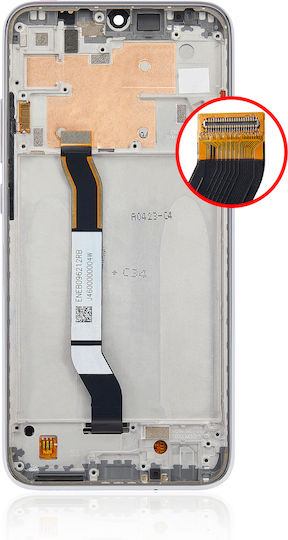 LCD Модул с рамка Xiaomi Redmi Note 8 Redmi Note 8 2021 Aftermarket Plus Лунно бял