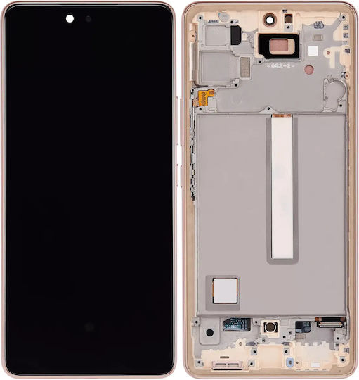 Ansamblu OLED cu ramă pentru Samsung Galaxy A53 5G A536 2022 6,46" Aftermarket Plus, Culoarea Piersicii