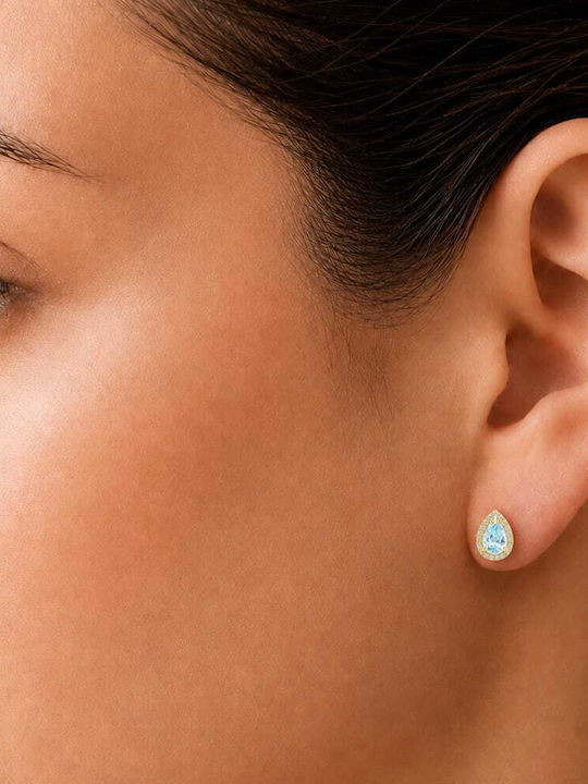 Yellow Gold 14K Earrings Teardrop Light Blue Zircon Sk11101137 Yellow Gold 14K Earrings Teardrop Light Blue Zircon Sk11101137
