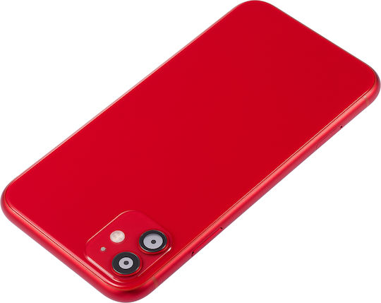 Back Housing W Small Components Pre-installed Iphone 11 No Logo Aftermarket Plus Red