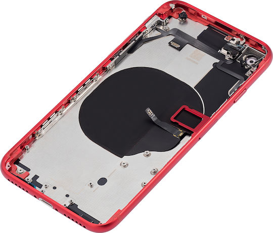 Заден корпус с предварително монтирани малки компоненти за iPhone SE 2020 без лого, Aftermarket Plus, Червен