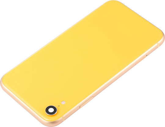 Заден корпус с предварително инсталирани малки компоненти, за iPhone XR, без лого, неоригинален, Plus, жълт