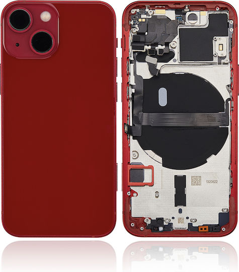 Заден корпус с малки части за iPhone 13 mini, американска версия, aftermarket Plus, червен