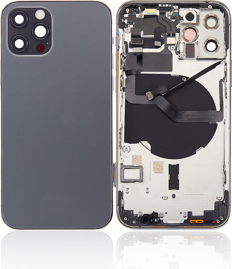 Capac Spate Cu Piese Mici iPhone 12 Pro Versiunea SUA Aftermarket Plus Grafit