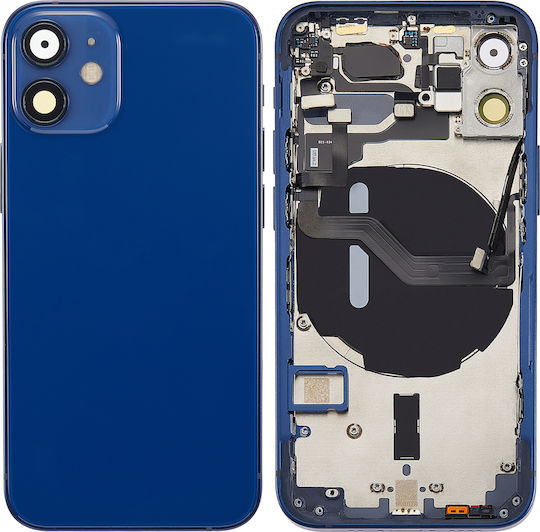 Carcasă Spate Cu Piese Mici iPhone 12 Mini Versiunea SUA Aftermarket Plus Albastră