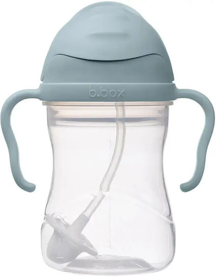 B.Box Детска Чашка с Дръжки и Сламка от Синя Пластмаса 240 ml за 4m+