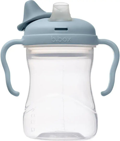 B.Box Детска Чашка с Дръжки и Сламка от Синя Пластмаса 240 ml за 4m+