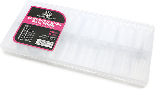 Global Fashion Zweilagige Sandwich-Nagelschablonen in quadratischer Form, 15 Größen, 240 Stück