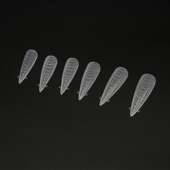 Global Fashion Top Plastic Șabloane pentru Unghii 120 Bucăți Stiletto cu Imprimeu de Șarpe
