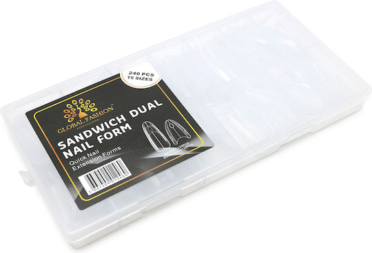 Global Fashion Double Sandwich Top Molds Almond Shape 15 Sizes 240 Pieces