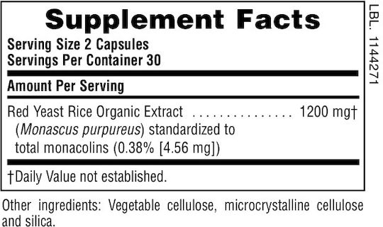 Nature's Plus Herbal Actives Red Yeast Rice 1200mg 60 Vegetable Capsules