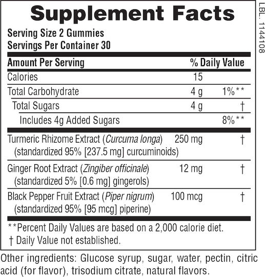 Nature's Plus Turmeric Curcumin with Ginger & Black Pepper 250mg 60 Gummies