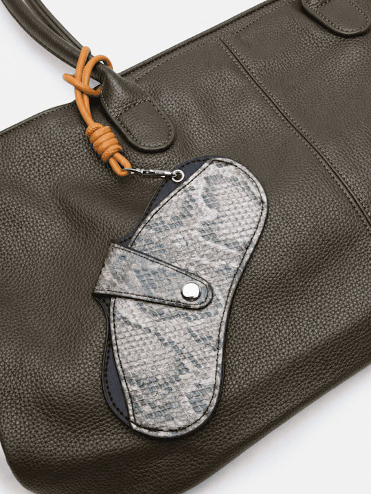 Khakifarbene Damen Schulter- und Handtasche aus Stoff