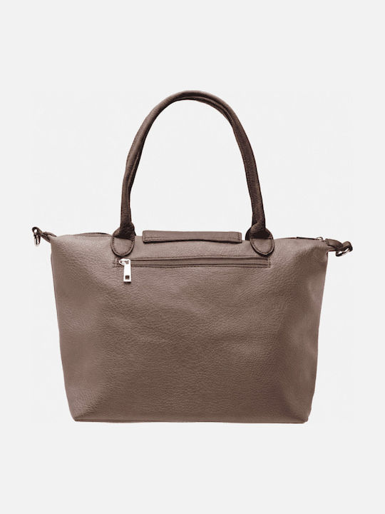 Beige-dunkle Damen-Schulter-/Handtasche aus Stoff