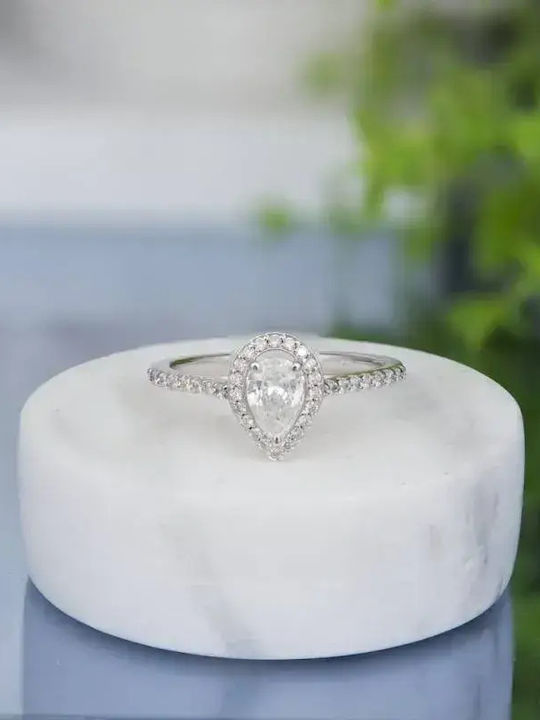 Solitärring Rosette aus 18-karätigem Weißgold mit Diamant