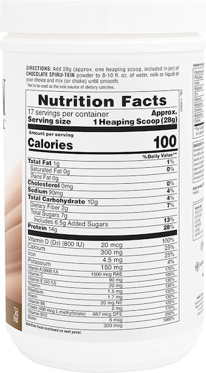 Spiru-Tein High-Protein Energy Meal Gluten Free with Flavor Chocolate 476gr