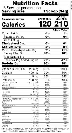 Spiru-Tein Plus Shake Gluten Free with Flavor Vanilla 544gr