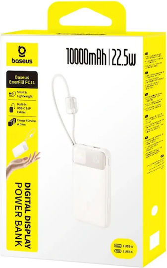 Baseus EnerFill FC11 Външна батерия 10000mAh 22.5W с USB-A порт и USB-C порт Power Delivery / Quick Charge Бежова