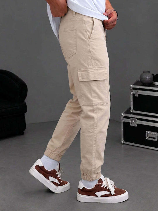 Men's Cargo Trousers Regular Fit Beige