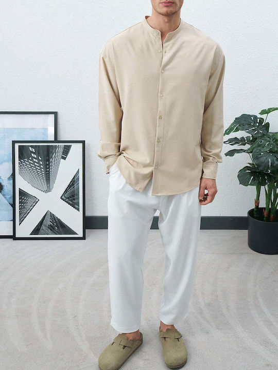 Long Sleeve Shirt in a Loose Fit Beige