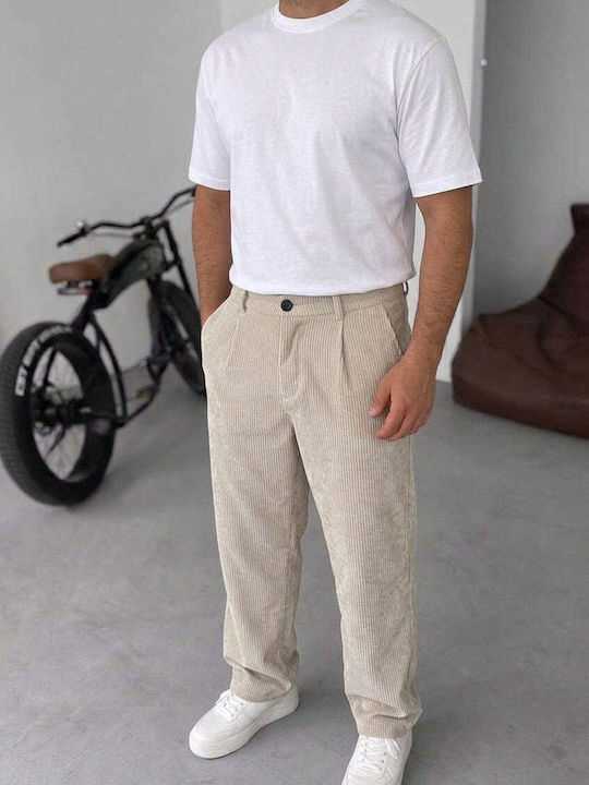 Men’s Loose Fit Beige Trousers