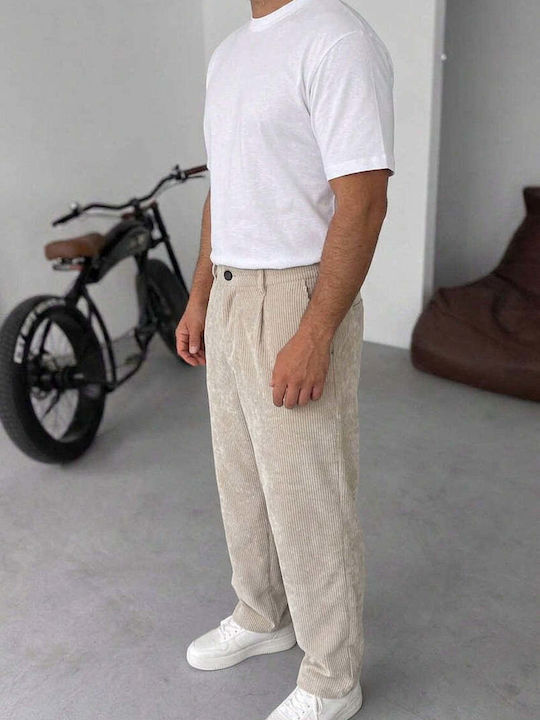 Men’s Loose Fit Beige Trousers