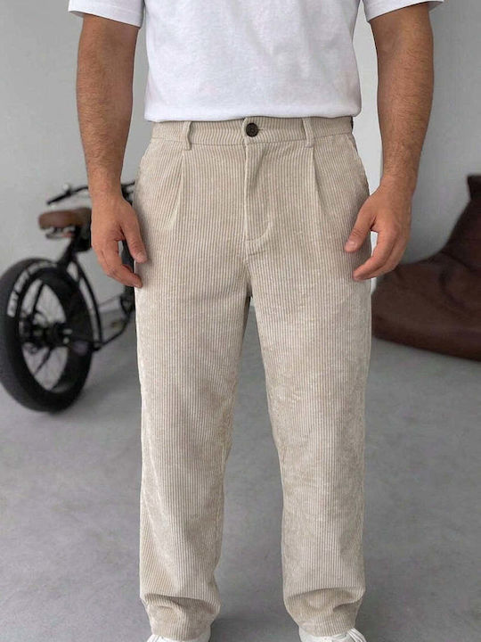 Men’s Loose Fit Beige Trousers
