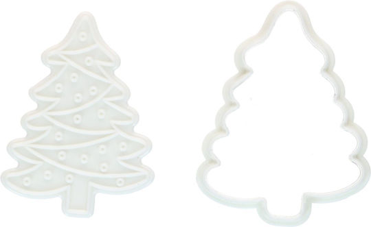 Weihnachtsbaum-Keksausstecher mit Stempel 7,5 cm