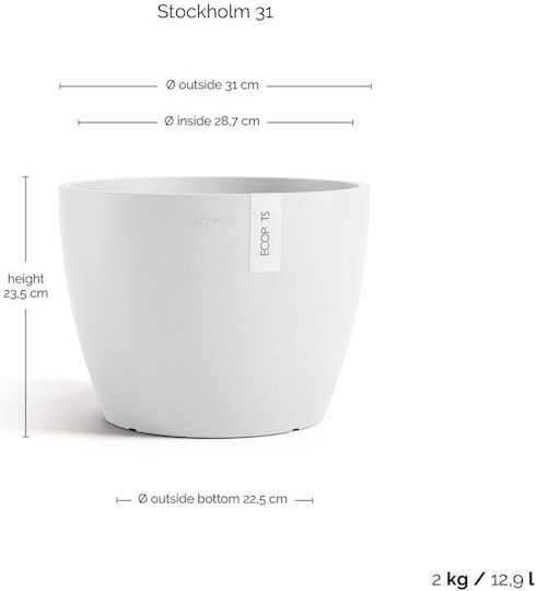 Ecopots Pot White 31x23.3cm.