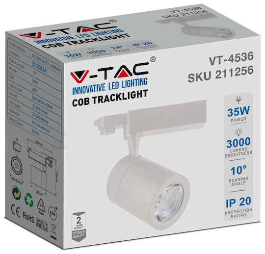 V-TAC LED Γραμμικό Φωτιστικό Οροφής 35W Φυσικό Λευκό IP20
