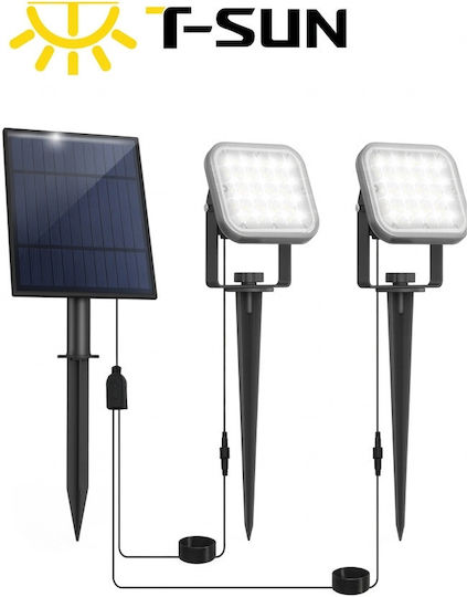Fos me Set 2 Eingesteckte Solarleuchten 4W mit Warmes Weiß Licht 3000K IP65
