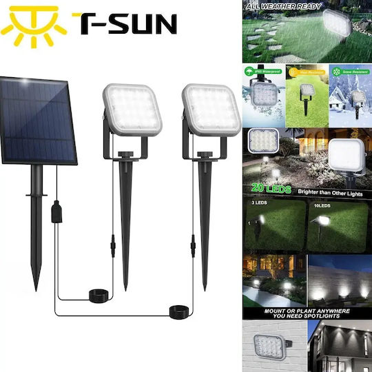 Fos me Set 2 Eingesteckte Solarleuchten 4W mit Warmes Weiß Licht 3000K IP65