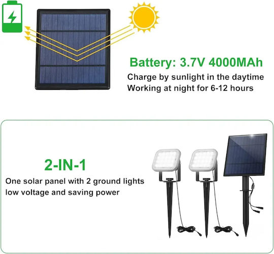 Fos me Set 2 Eingesteckte Solarleuchten 4W mit Warmes Weiß Licht 3000K IP65
