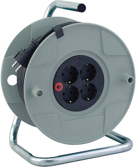 Brennenstuhl 4-Socket Cable Reel with 25m Cable, 3 x 1.5mm² Cross Section and Grounding