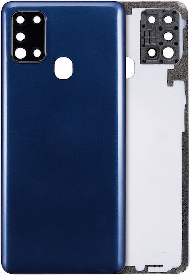 Capac Spate din Sticlă cu Lentilă pentru Cameră Samsung Galaxy A21s A217 2020 Aftermarket Plus Albastru