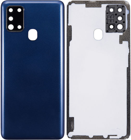 Capac Spate din Sticlă cu Lentilă pentru Cameră Samsung Galaxy A21s A217 2020 Aftermarket Plus Albastru