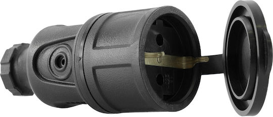 Plastrol Single Power Socket Waterproof with Lid Black