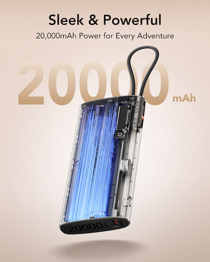 Veger Baterie externă 20000mAh 100W cu Port USB-A și Port USB-C Power Delivery Alb