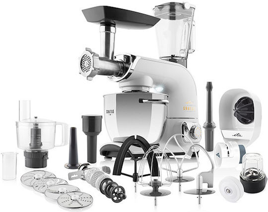 Gratus EvoMax II Küchenmaschine 1500 W mit Rostfreier 5,5-l-Schüssel Weiß