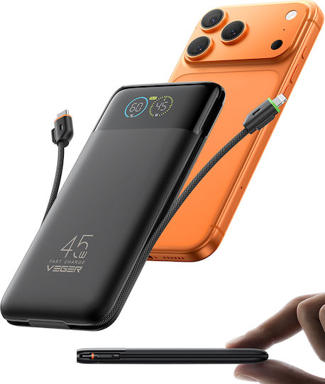 Veger W2085S Powerbank 20000 mAh 45 W mit USB-A- und USB-C-Anschluss, Power Delivery, Schwarz