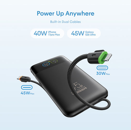 Veger W2085S Powerbank 20000 mAh 45 W mit USB-A- und USB-C-Anschluss, Power Delivery, Schwarz