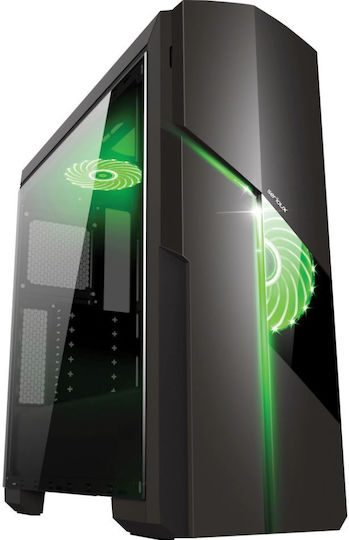 Makenna Gaming Midi Tower Computer Case with Side Window Black